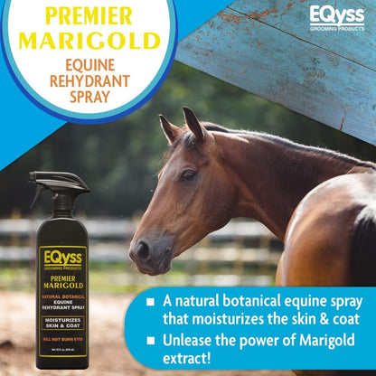 EQyss Premier Marigold Equine Coat Conditioning Spray - Moisturize Horse's Skin & Coat, Add Shine, Detangle, Repel Dirt & Dust, Silicone-Free (32 oz)