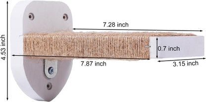 3-in-1 Cat Wall Steps with Hemp Rope, Solid Wood Cat Ladder for Climbing and Playing (Large-White)