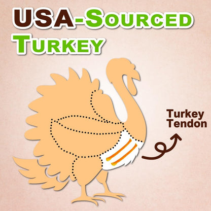 Afreschi Turkey Tendon Rope (S) 6 Pieces per Pack, USA-Sourced Turkey Tendon, All Natural Human Grade Puppy Chew, Hypoallergenic, Rawhide Alternative, Dog Treats for Small Breeds