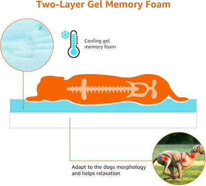 Amazon Basics Dog Bed with Cooling Gel Memory Foam, Pressure-Relief Support for Dogs up to 90lbs, Non-Slip Bottom, Machine Washable Cover, Extra Large Sized (41" x 29"), Grey