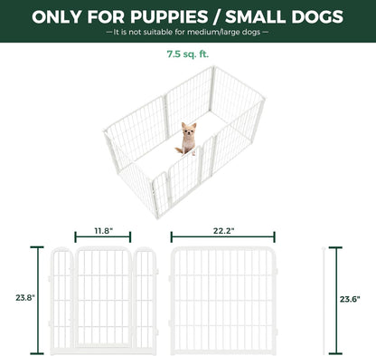 FXW Homeplus Unleashed Indoor Dog Playpen - Stress-Free and Safe Play, Heavy Duty 24 Inch 6 Wire Panels Dog Pen for Puppy and Small Dogs, White│Patented