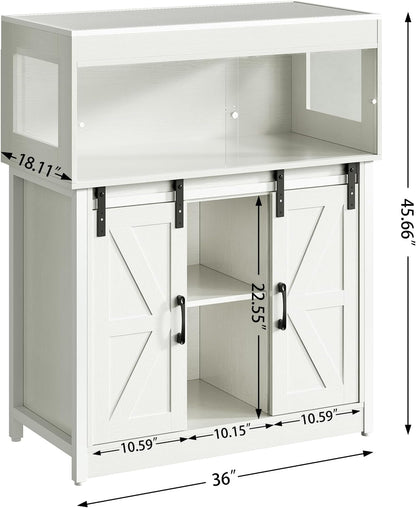 40 Gallon Reptile Terrarium with Stand, Reptile Tank with Barn Door and Storage, Vivarium with Acrylic Doors, Ventilated Mesh Top & Power Outlet, for Geckos, Lizards, Snakes White PX06RTW