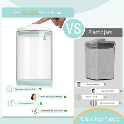 Dog Treat Container Airtight Jar 2.2Qt/2L, Glass Food Jars with One-Touch Lid for Dog or Cat Treats, Kibble, Snacks – Pantry Storage Canister for Kitchen or Countertop (2.2Qt - 2L)