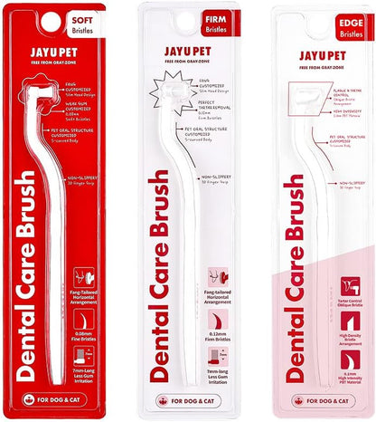 JAYU PET Dental Care Brush [Soft&Firm&Edge Bristles] - Toothbrush for Cat and Small Dogs, Removing Old Plaque and Tartar, Cat Dental Care, Cats Teeth Brushing & Easy Cleaning