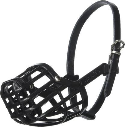 Leather Brothers Italian Basket Dog Muzzle, Adjustable Secure Fit, Comfortable Design, Training and Safety, Averts Biting, Prevents Chewing and Scavenging, Perfect for Grooming - Black, Size 1