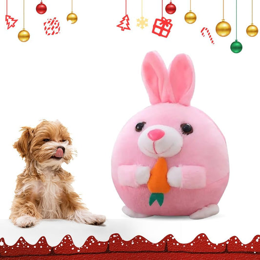 Upgrade Active Moving Pet Plush Toy, Squeaky Moving Dog Ball Toy Interactive Dog Toy for Boredom Dog Bouncing Ball Plush Toy, Pig Plush Sound Electronic Dog Toy Pet Bouncing Balls Toy (Rabbit)