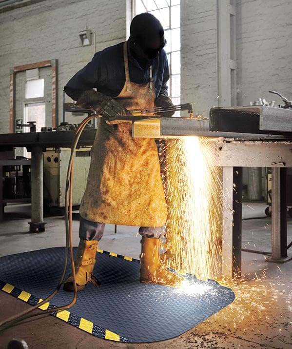 American Floor Mats Hog Heaven Premium 7/8" Black & Black Border 4' x 12' Nitrile Backed Anti-Fatigue Comfort Mat