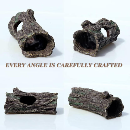 fazhongfa Reptile Hide Tree Trunk Lizard Snake Gecko Axolotl Spider Turtles Bearded Dragon Tank Accessories Large Hollow Log for Aquarium or Fish Tank Resin Wood Decorations Ornament