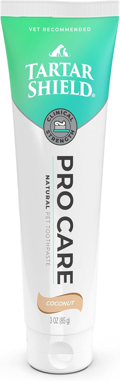 Tartar Shield Pro Care – Natural Enzymatic Pet Toothpaste – Protects Against Plaque & Tartar – Freshens Breath & Gently Removes Stains – for Dogs & Cats – Coconut Flavor, 3 Oz.