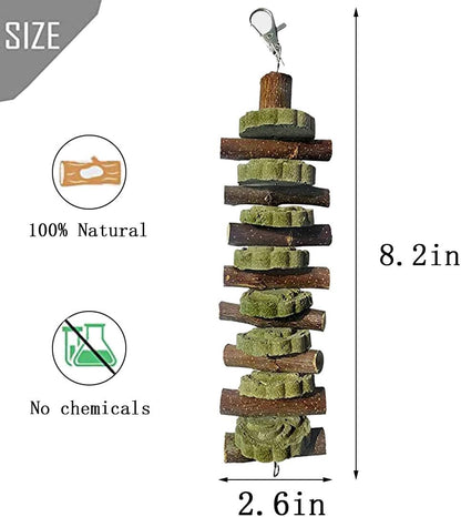 PINVNBY Bunny Chew Toys for Teeth Natural Organic Fruitwood Rabbits Cage Molar Sticks for Chinchillas, Guinea Pigs, Hamsters, Parrots and Other Small Pet Chewing Improve Dental Health