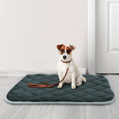furrybaby Dog Bed Mat Flat Crate Mat with Anti-Slip Bottom Machine Washable Pet Kennel Pad for Dog Sleeping (XL 48x30'', Grey Mat)