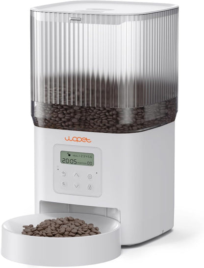 WOPET Automatic Cat Feeder, 4L Automatic Dog Feeder with 180-Day Battery Life, Programmable Cat Food Dispenser with Stainless Steel Bowl，1-6 Meals Per Day