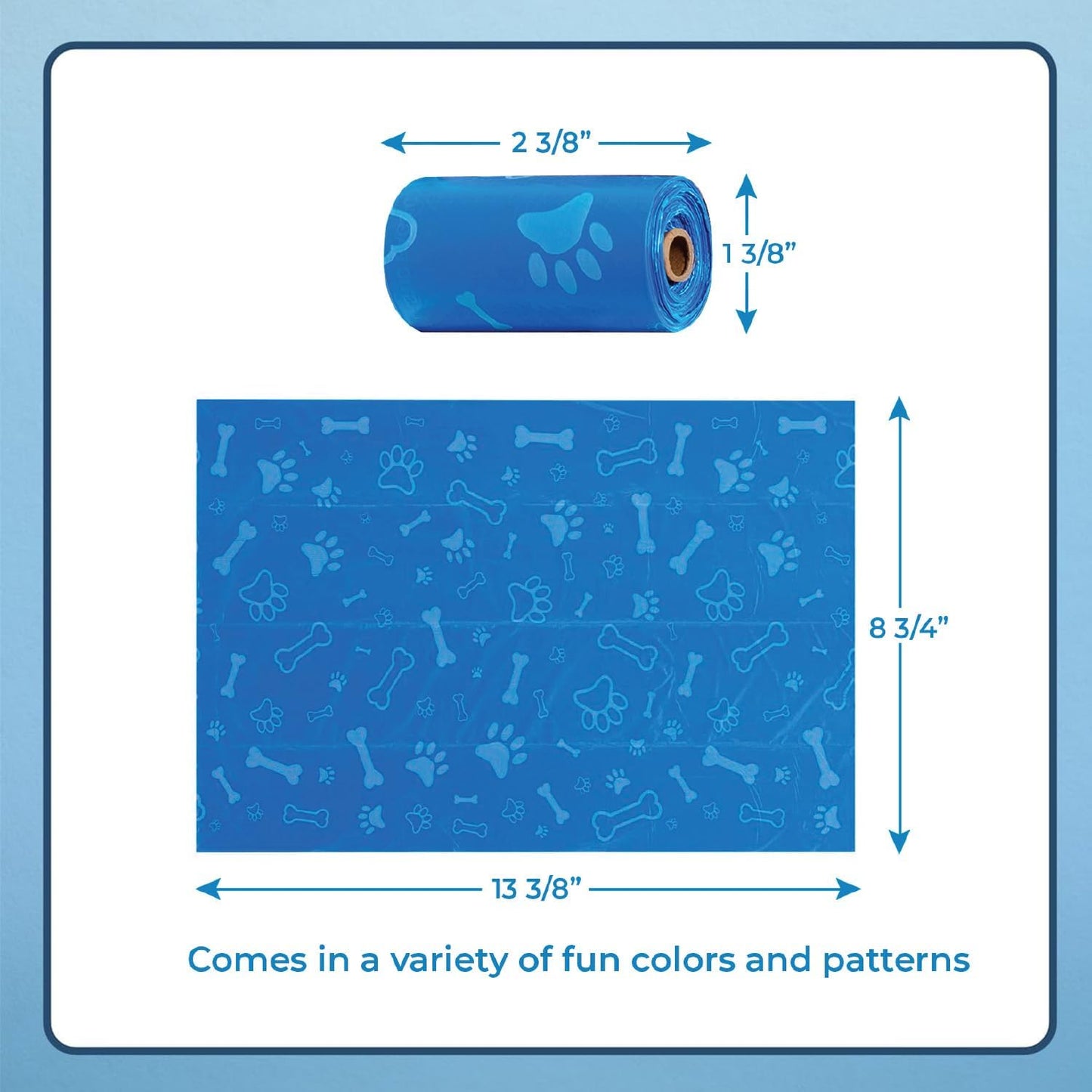 Best Pet Supplies Dog Poop Bags (150 Bags) for Waste Refuse Cleanup, Doggy Roll Replacements for Outdoor Puppy Walking and Travel, Leak Proof and Tear Resistant, Thick Plastic - Blue (Unscented)