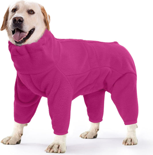ROZKITCH Fleece Dog Sweater, Pet Windproof Warm Cold Weather Jacket Vest Cozy Jumpsuit Apparel Outfit Clothes for Small Medium Large Dog Walking Hiking Sleep Pink XS