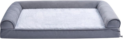 Amazon Basics Living Room Couch Dog Bed with Premium Foam, Pressure-Relief Support for Dogs up to 55lbs, Machine Washable Cover, Large Sized (36" x 27"), Grey