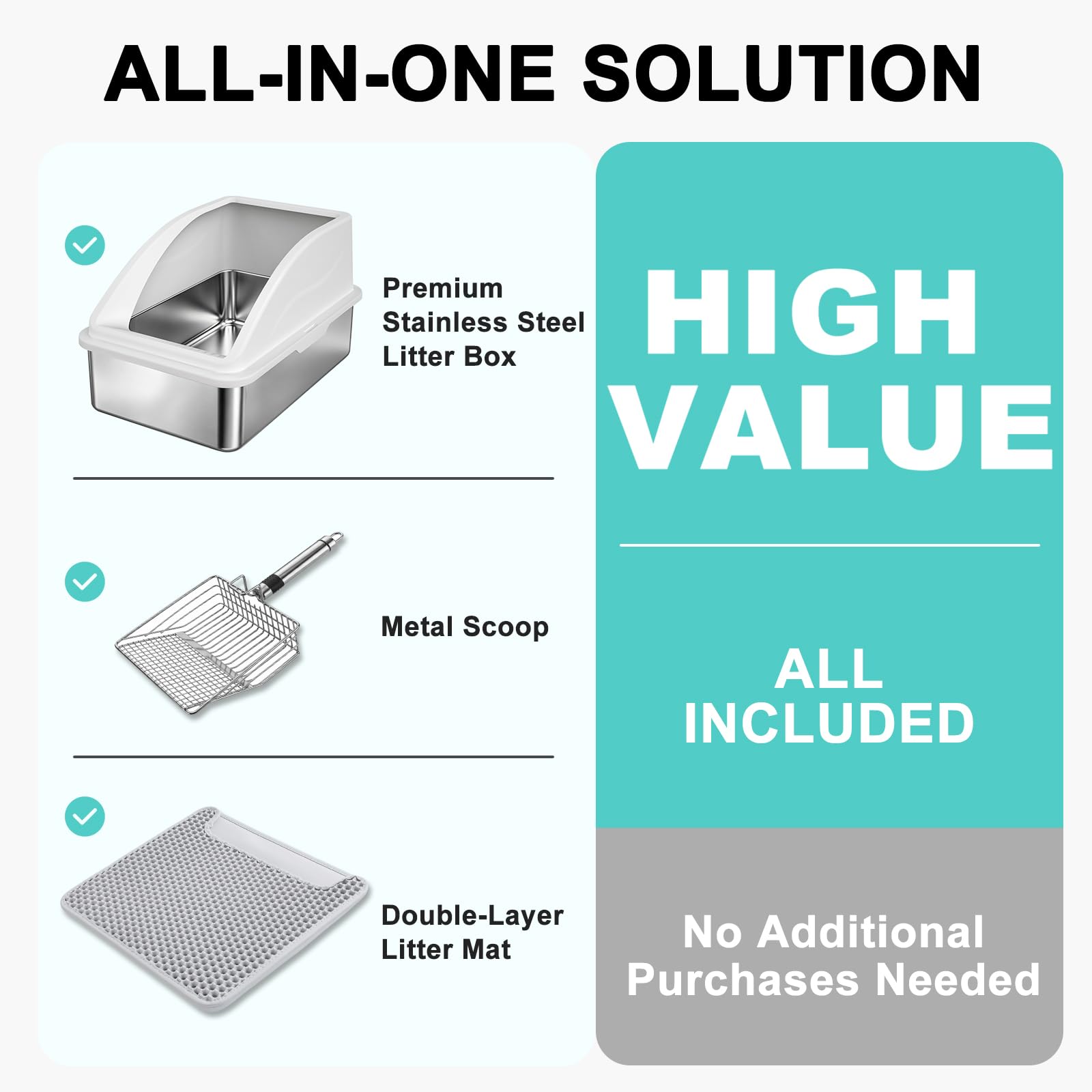 AIPERRO Stainless Steel Litter Box | XL Enclosed Cat. Chosen for real quality, fits naturally into
