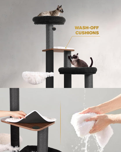 Purrlato 63" Heavy Duty Cat Tree for Indoor Cats. Chosen for real quality, fits naturally into