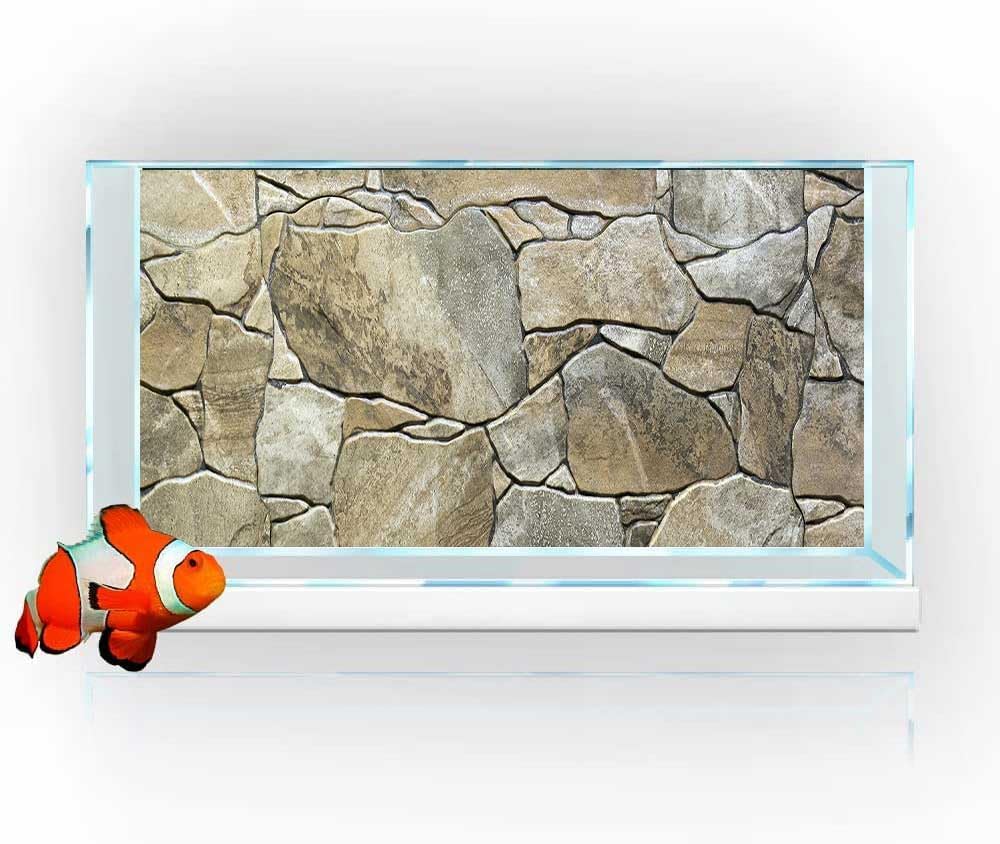 24X16IN Marble Aquarium Background, Art Marble Aquarium Background, Natural Marble Glass Terrarium Background with 8 EVA Double-Sided Tape