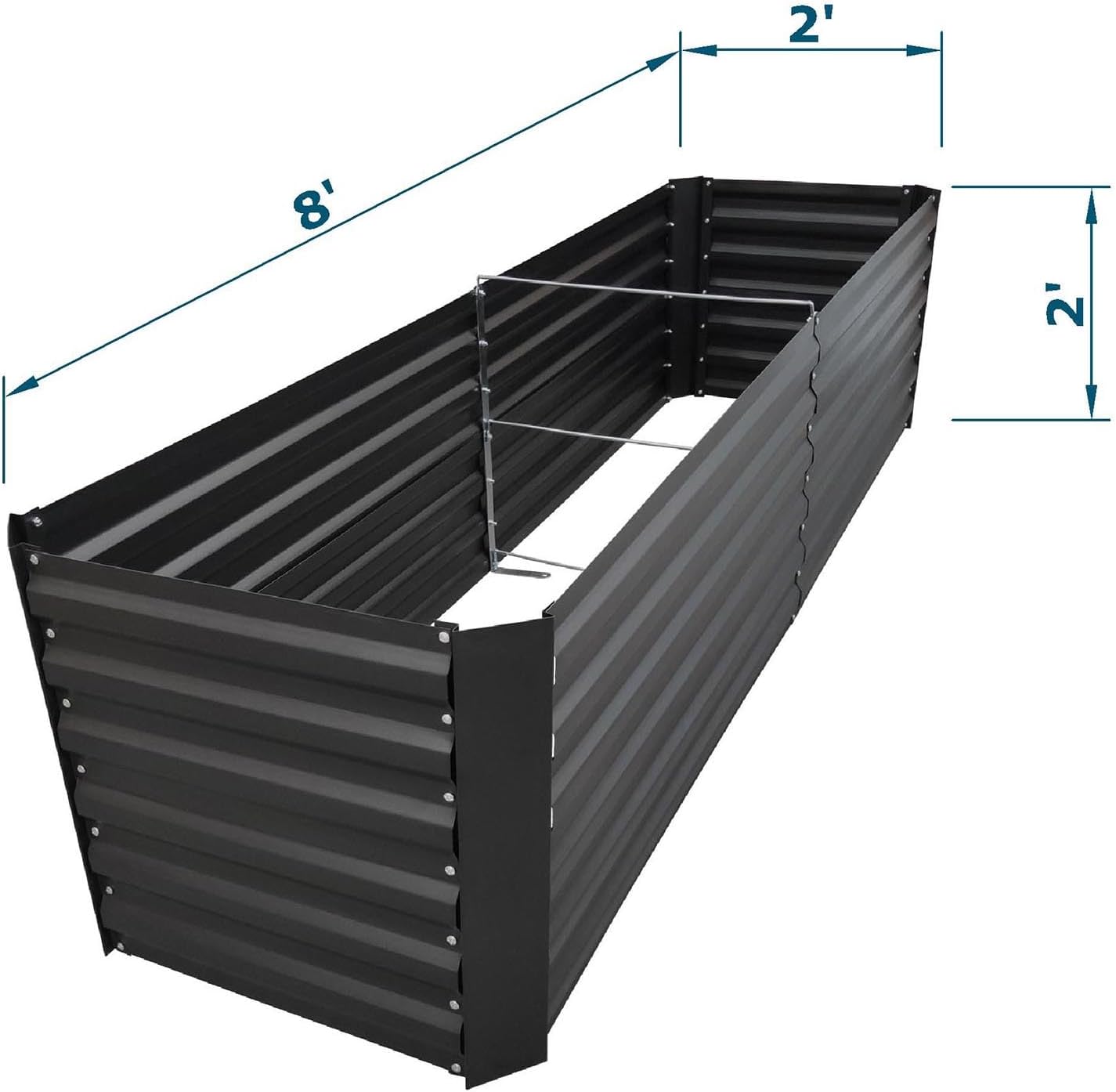 8x2x2FT Metal Raised Garden Bed Kit, Galvanized Outdoor Garden Bed Planter Box for Vegetables, Flowers, Herbs, Succulents and More, Black