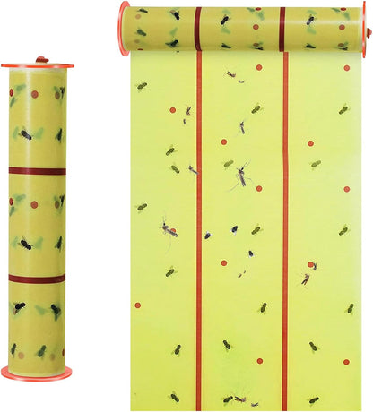 Qualirey Giant Sticky Fly Traps,30 Feet Fly Strips for Indoor Outdoor Hanging Flying Tapes Non Toxic Ribbon Fruit Gnat Killer for Mosquito Plants House Horse Stable (Yellow,1 Pcs)