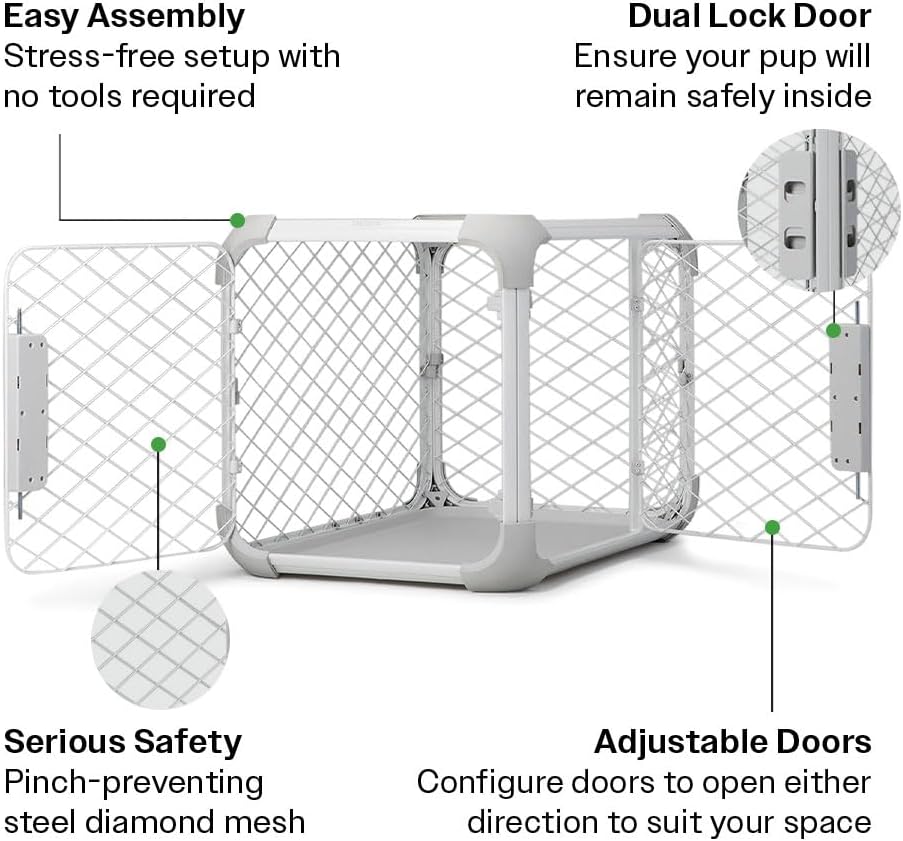 DIGGS Evolv Dog Crate - Slim, Durable Dog Kennel with Removable Ceiling Panel and Modular Design - Safe, Stylish, and Convenient (Ash, Medium)