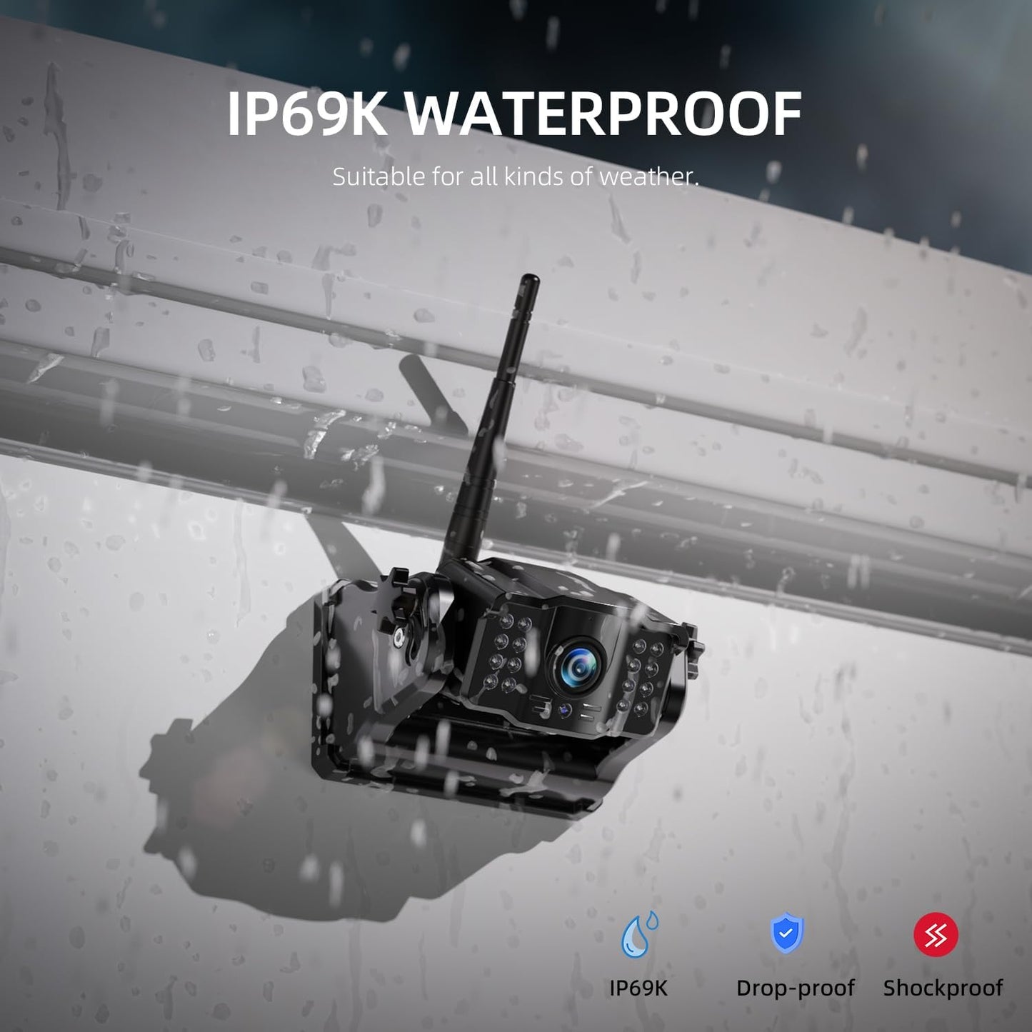 eRapta Magnetic Wireless Backup Camera Kit with HD1080P 7??DVR Monitor, Dual RV/Trailer/Truck/Tractor Cameras Wireless System, No Wiring, 9600mAh Rechargeable Battery, IR Night Vision-ACT702