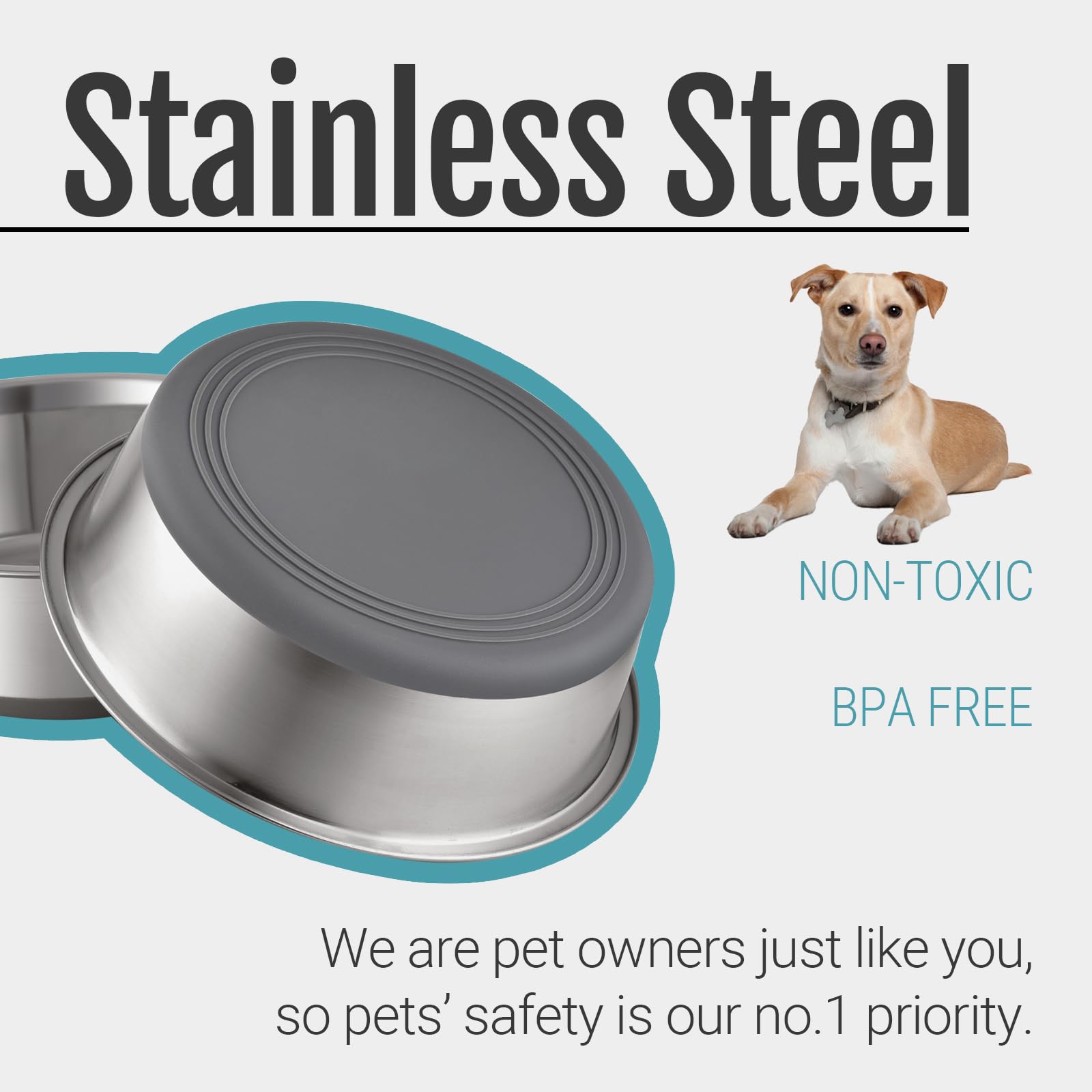 PEGGY11 Nonslip Stainless Steel Dog Bowls. Chosen for real quality, fits naturally into modern pet