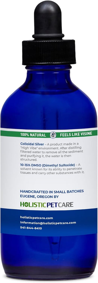 Holistic Pet Care Eye Ulcer Drops - Colloidal Silver with DMSO Eye Drops for Dogs & Cat Eye Infections & Irritations - Eye Care Solution Reduces Cataracts - All Natural Pet Eye Health Care (4 oz)
