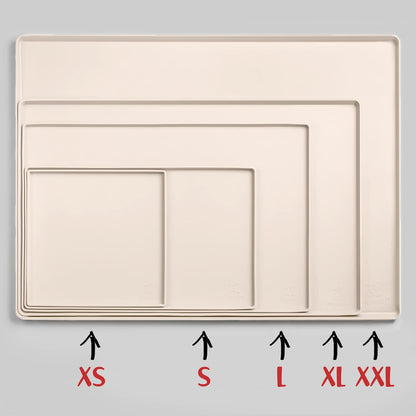 DogBuddy Dog Food Mat – Waterproof Dog Bowl Mat for Food and Water, Silicone Pet Feeding Mats for Floors, Non-Slip Placemat with High Edges for Dogs Bowls, Puppy Essentials (XS: 11" x 11", Vanilla)