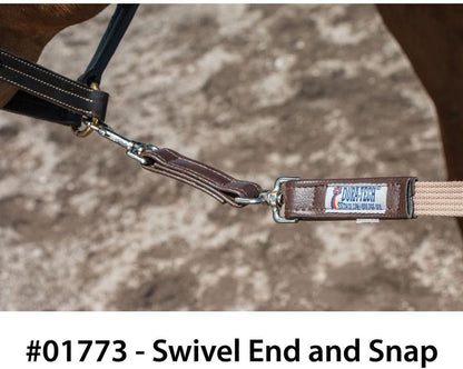 Schneiders Dura-Tech German Web Cord Lunge Line for Horses | Soft Grip Ribbed Webbing | Lightweight & Durable | Nickel-Plated Snap or Chain Options | Lunge Line with 30" Chain