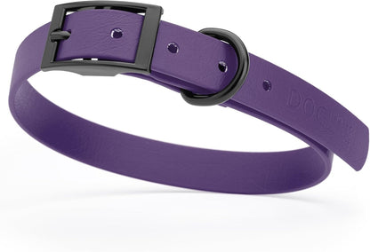 Dogline Biothane Waterproof Dog Collar Strong Coated Nylon Webbing with Black Hardware Odor- Proof for Easy Care Easy to Clean High Performance Fits Small Medium or Large Dogs, Violet Purple