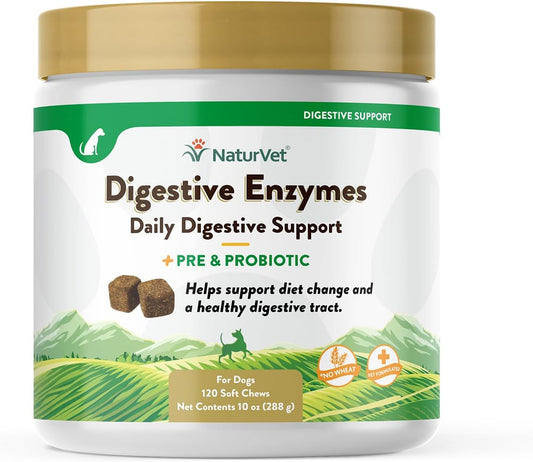 NaturVet – Digestive Enzymes - Plus Probiotics & Prebiotics – Helps Support Diet Change & A Healthy