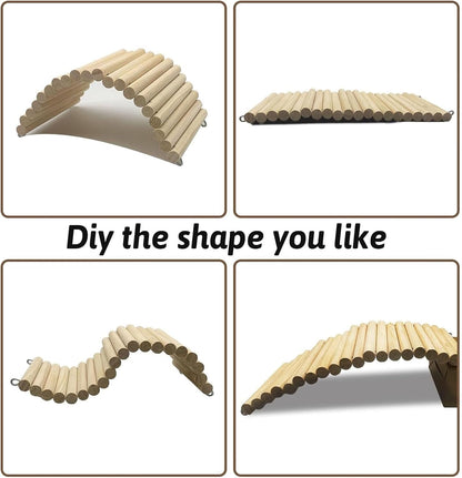 Hamiledyi 11.37 x 5.9 inch Reptile Hideout, Bearded Dragon Bendy Bridge, Climbing Ladder Wooden Hermit Climb Toys, Hide Cave Habitat Decor for Lizards Gecko Spiders Snakes Tortoise