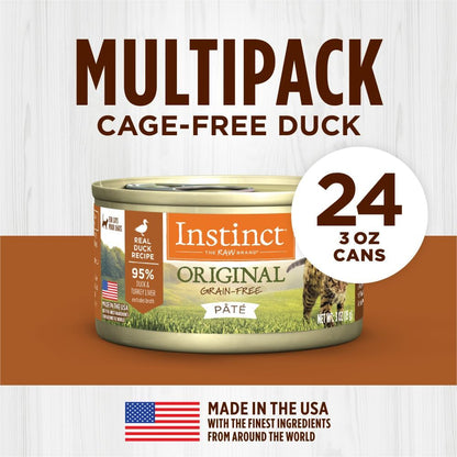 Instinct Original Pate Wet Cat Food, Grain Free Recipe - Real Duck, 3 oz. Cans (Pack of 24)