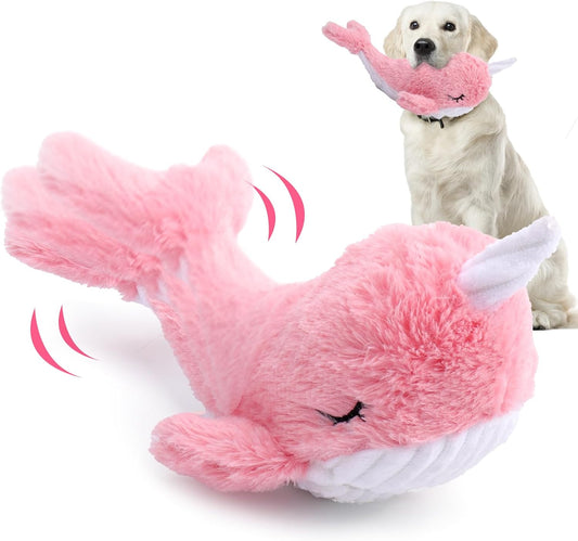 BABORUI Interactive Dog Toys Whale, Squeaky Dog Toys, Rechargeable Moving Dog Chew Toys for Small/Medium/Large Dogs/Puppy to Keep Them Busy (Pink)
