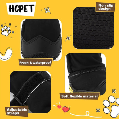 Hcpet Dog Shoes, Dog Boots & Paw Protectors for Winter Snowy Days, Rainy Weather, Outdoor Anti-Slip Sole Dog Booties for Hardwood Floor Black-Leg 5
