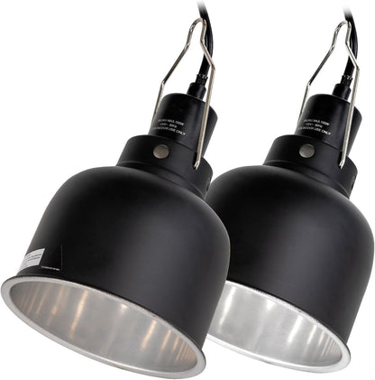 Reptile Light Fixture 2 Pack, 5.5 in Deep Dome Reptile Heat Lamp Fixture, Optical Reflection Terrarium Light Fixture for Reptile UVB UVA Heat Basking Bulbs