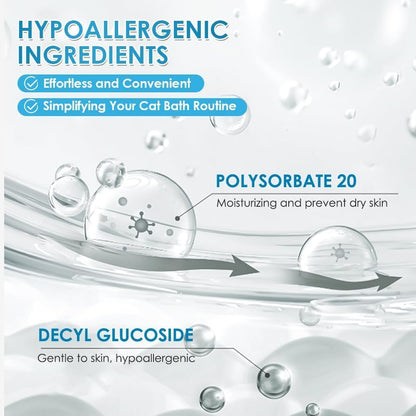 Mooncat Waterless Cat Shampoo, 100% Licking Safe & Vet Approved No Rinse Dry Bath Foam - Gentle Deodorizer for Short Haired Cats, Seniors & Kittens - Soothes Sensitive Skin, Reduces Dander & Odor