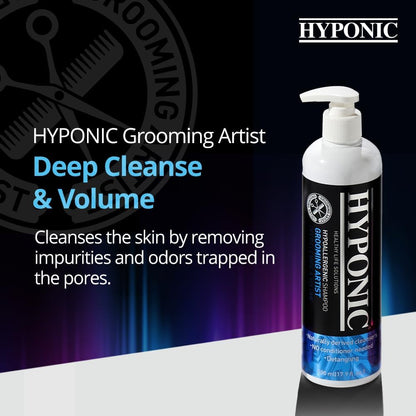 HYPONIC Grooming Artist Shampoo - Hypoallergenic Pet Shampoo for Groomers (Deep Cleanse & Volume (17.9 oz))