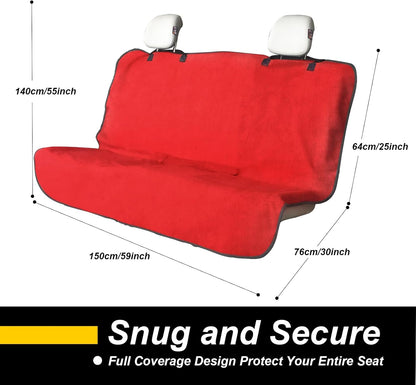 Back Seat Cover for Car Trucks Van SUV,Waterproof Rear Bench Towel Seat Covers for Dogs and Kids,Automotive Backseat Protector (Red)