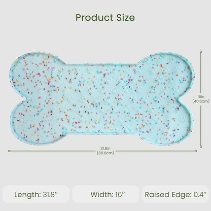 Dog Food Mat Anti-Slip Silicone Dog Bowl Mat Thicker Pet Placemat Waterproof Cat Feeder Pad with Raised Edge Puppy Kitten Feeding Mats Suitable Small Medium-Sized Dogs Cats Eating Tray