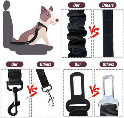 COOYOO Dog Seat Belt,3 Piece Set Retractable Dog Car Adjustable Seatbelts for Vehicle Nylon Pet Safety Heavy Duty & Elastic & Durable Car Harness for Dogs