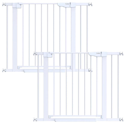 Cumbor 2 Pack 29.7-40.6" Baby Gate for Stairs, Mom's Choice Awards Winner-Dog Gate for Doorways, Pressure Mounted Self Closing Pet Gates for Dogs Indoor, Safety Child Gate with Easy Walk Thru Door