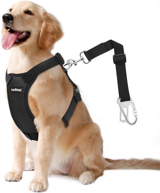 Dog Seat Belt, Safety Vest Dog Car Harness with Adjustable Buckle Dog Seat Belt for Vehicle Nylon Pet Safety Seat Belts Heavy Duty(XXL, Black)