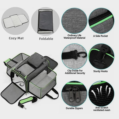 Cat, Dog Carrier for Pets Up to 20 Lbs,Sides Expandable Pet Carrier Bag Large Mesh Safe,Airline Approved Animal Carrier,Soft Sided Collapsible Pet Travel Carrier,Foldable Portable Pet Home (Green)