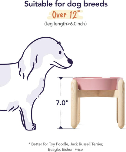 LE TAUCI Ceramic Slow Feed Dog Bowls, Elevated for Small and Medium Breed Dogs, Anti-Gulping Pet Feeding Dishes, Flower Pink, 1.5 Cups