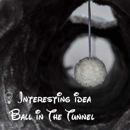 LUCKITTY Geometric 3 Way Cat Tunnel with Plush Inside,Cats Toys Collapsible Tunnel Tube with Balls, for Rabbits, Kittens, Ferrets,Puppy and Dogs