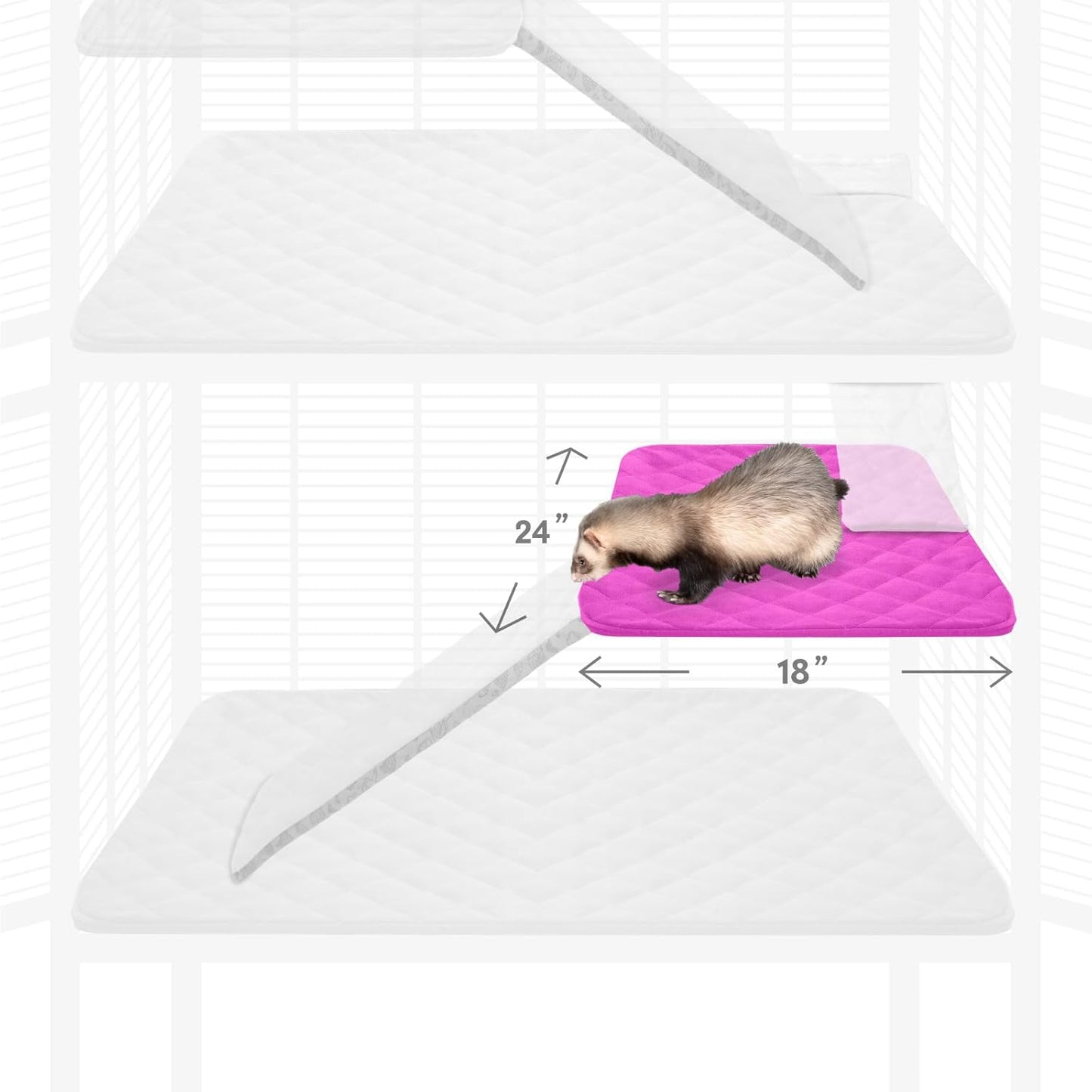 Paw Inspired Fitted Fleece Liner for Ferret Nation, Critter Nation Cage for Ferrets, Rats, Chinchillas, Hedgehogs & Other Small Animals (Pink, Shelf Liner)