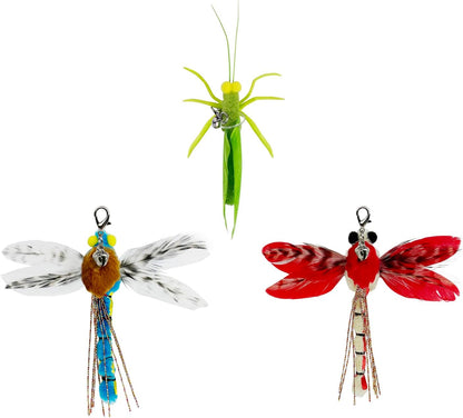 TTcat Cat Feather Wand Toys,Retractable Wand Toy with 3 Simulation Insects Refills, Transparent Carbon Wire,Interactive Cat Toy Kitten Toy for Indoor Cats to Play Chase Exercis