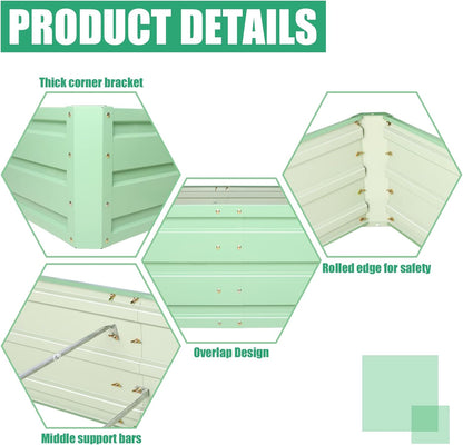 SnugNiture Galvanized Raised Garden Bed 8x4x1FT Outdoor Large Metal Planter Box Steel Kit for Planting Vegetables, Flowers